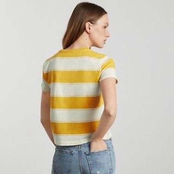 Everlane The Organic Cotton Box Tee Yellow & White XS - Picture 3 of 7